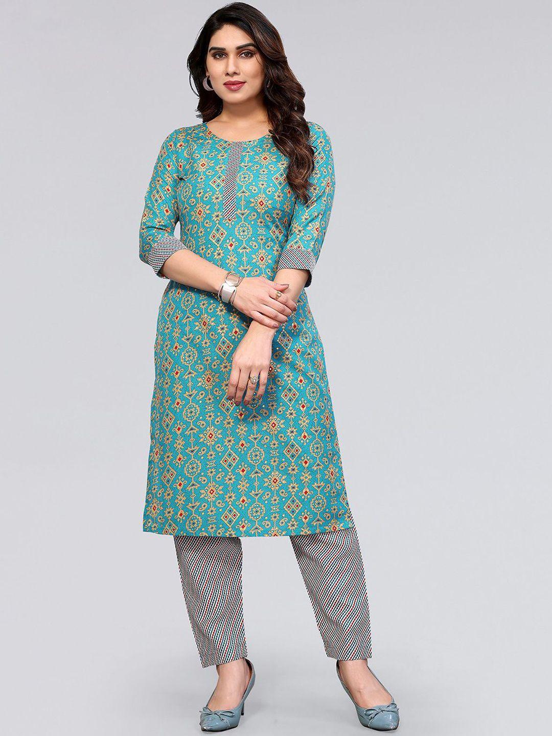 kalini ethnic motifs printed regular kurta with trousers