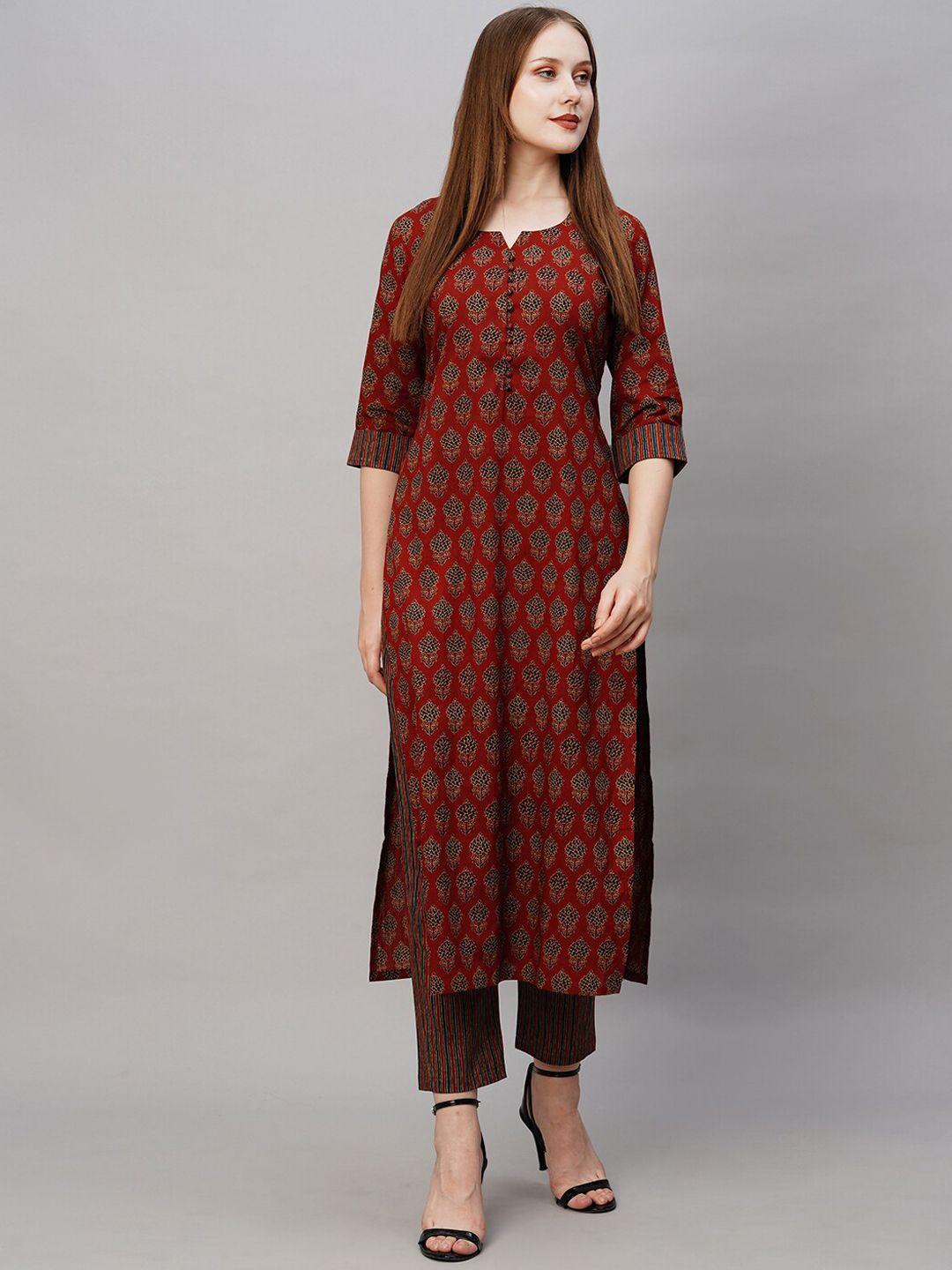 kalini ethnic motifs printed regular straight kurta with trousers