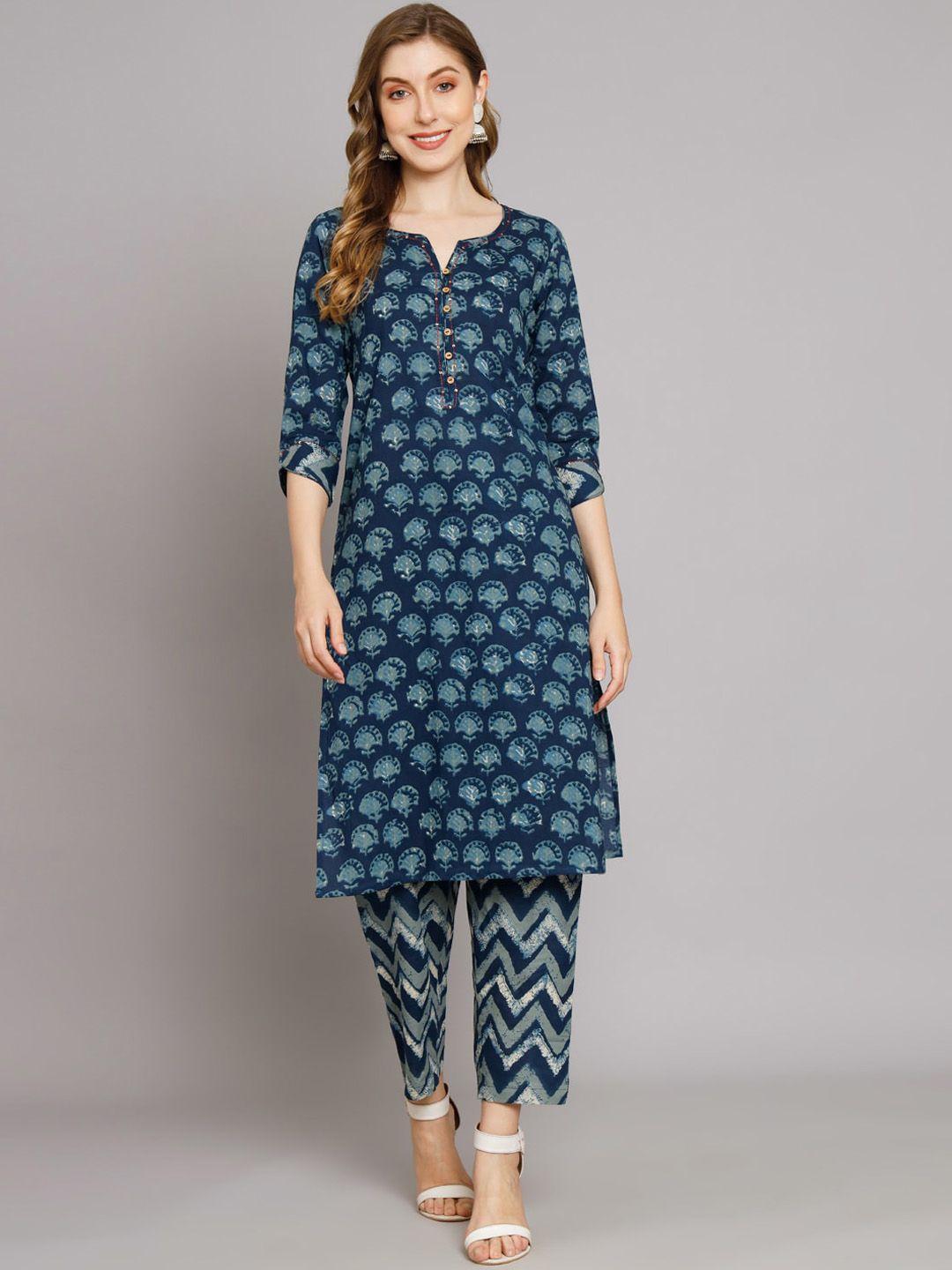 kalini ethnic motifs printed regular straight kurta with trousers