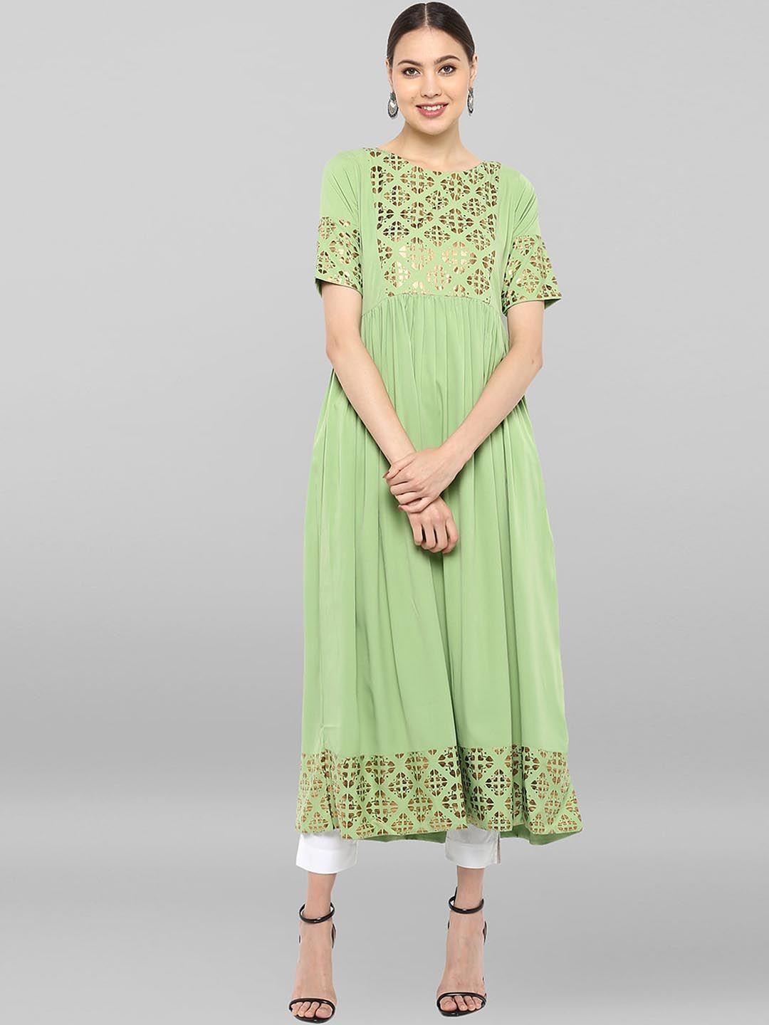 kalini ethnic motifs printed round neck anarkali kurta