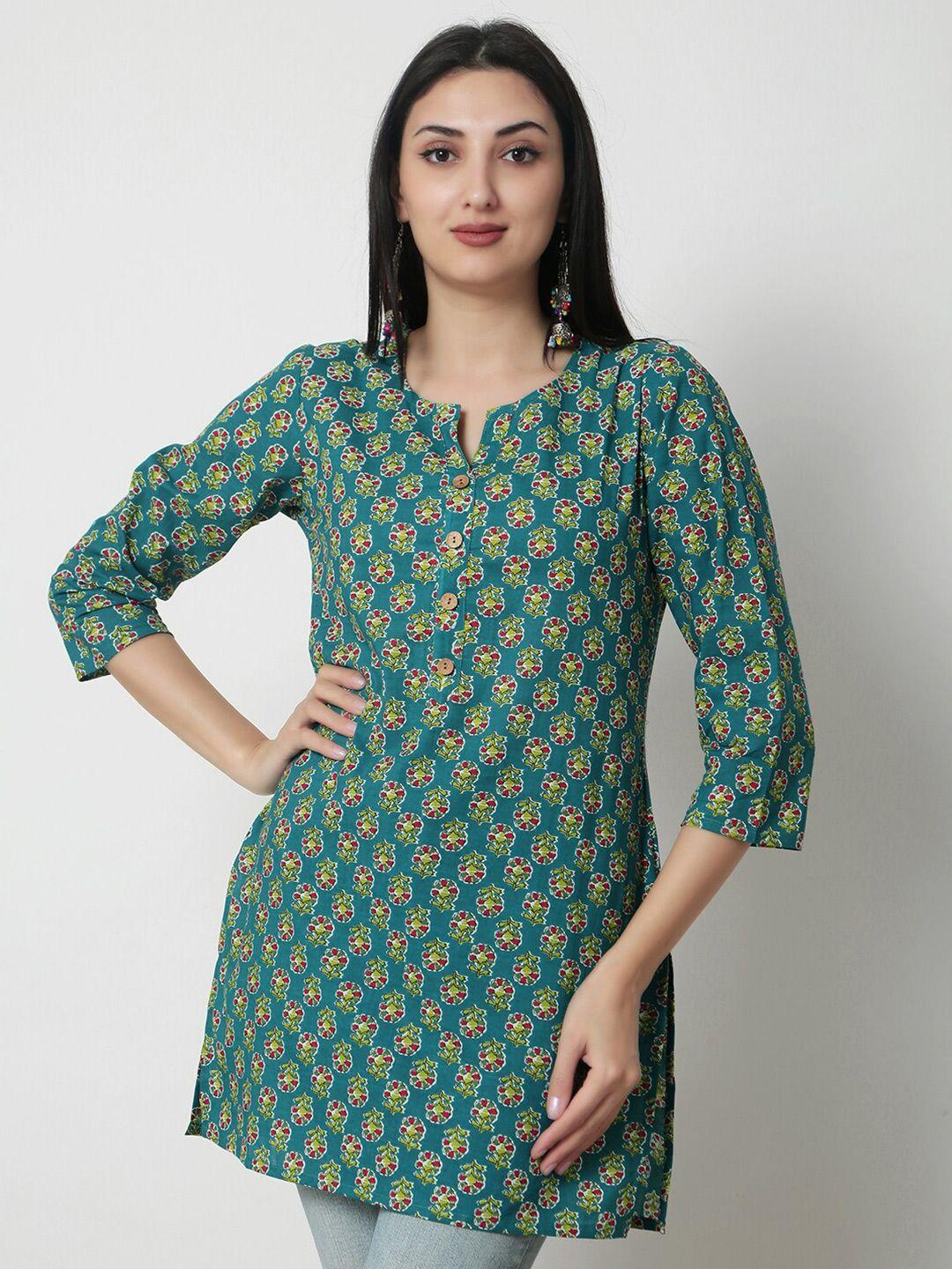 kalini ethnic motifs printed round neck cotton top