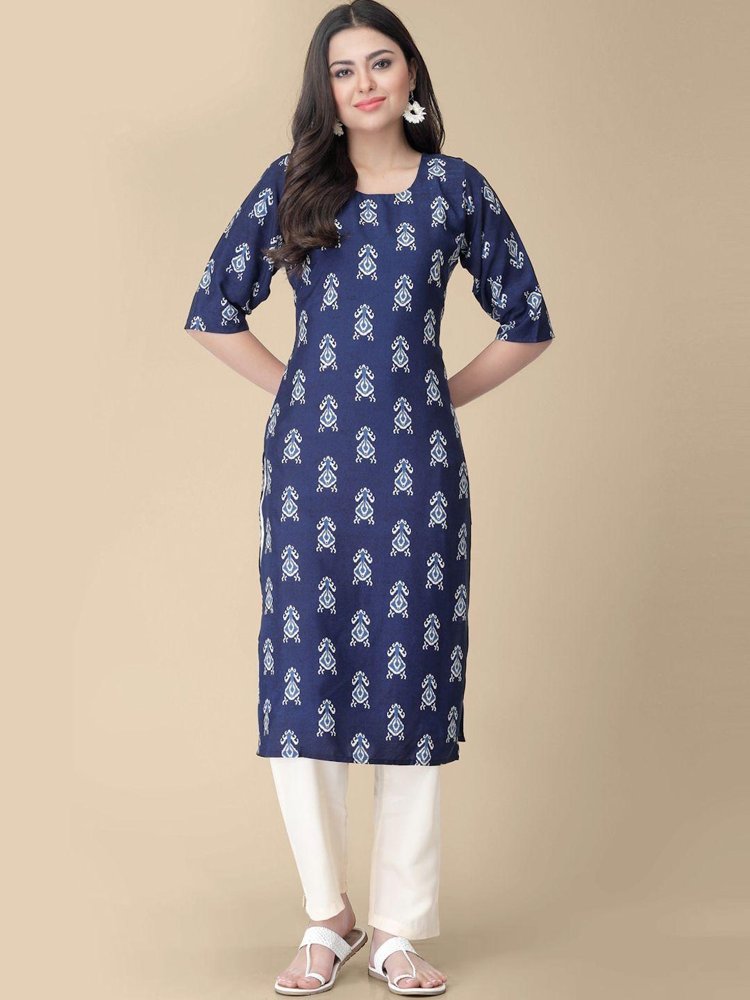 kalini ethnic motifs printed round neck kurta with trousers