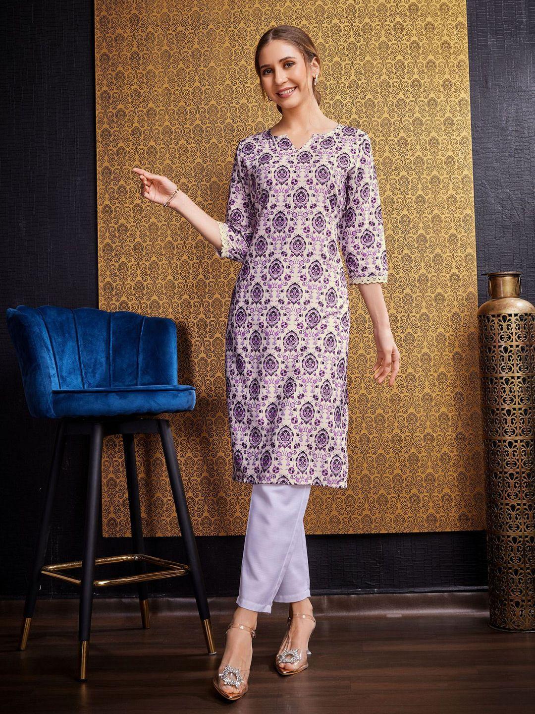 kalini ethnic motifs printed round neck kurta