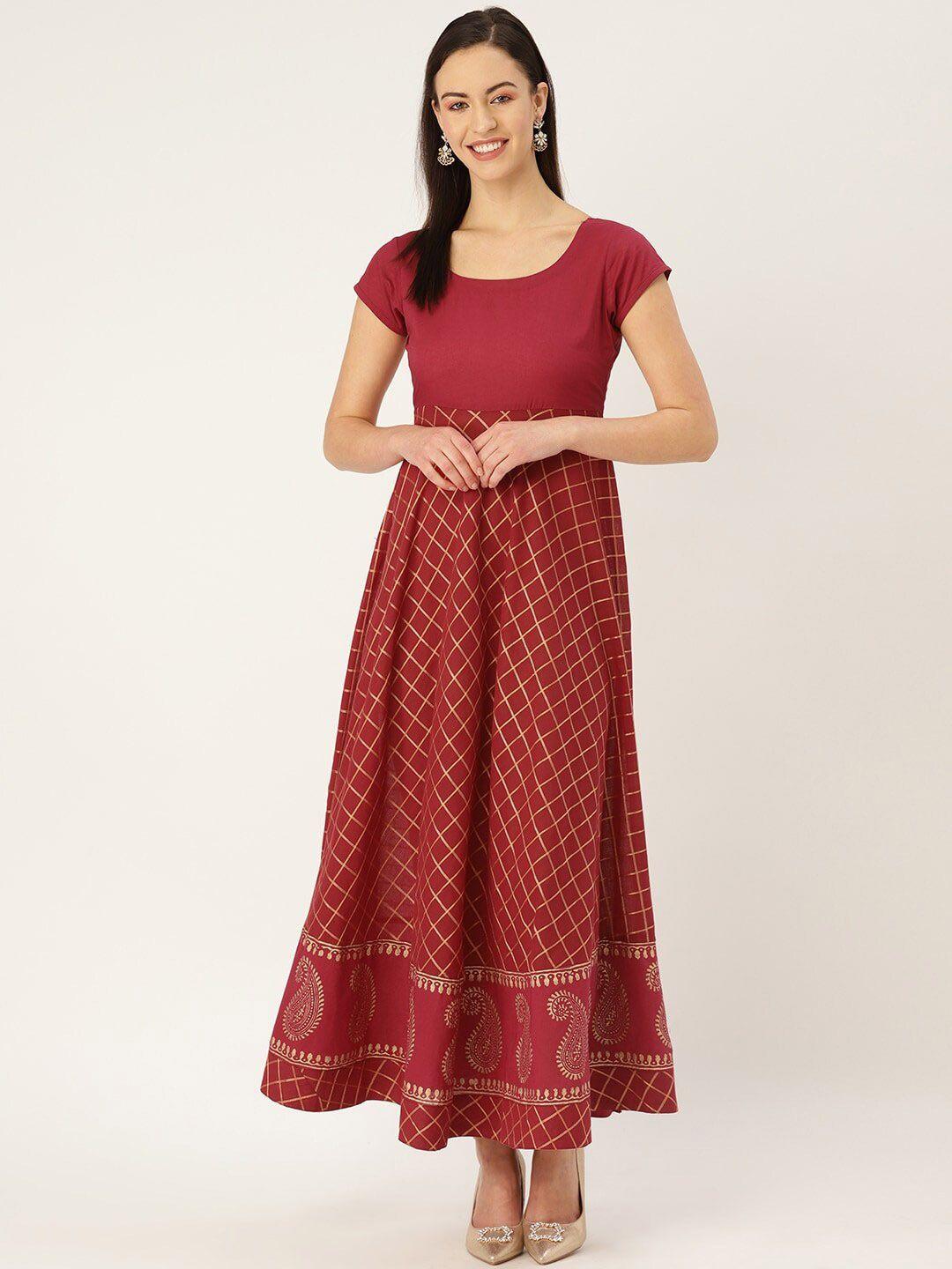 kalini ethnic motifs printed scoop neck cotton anarkali kurta