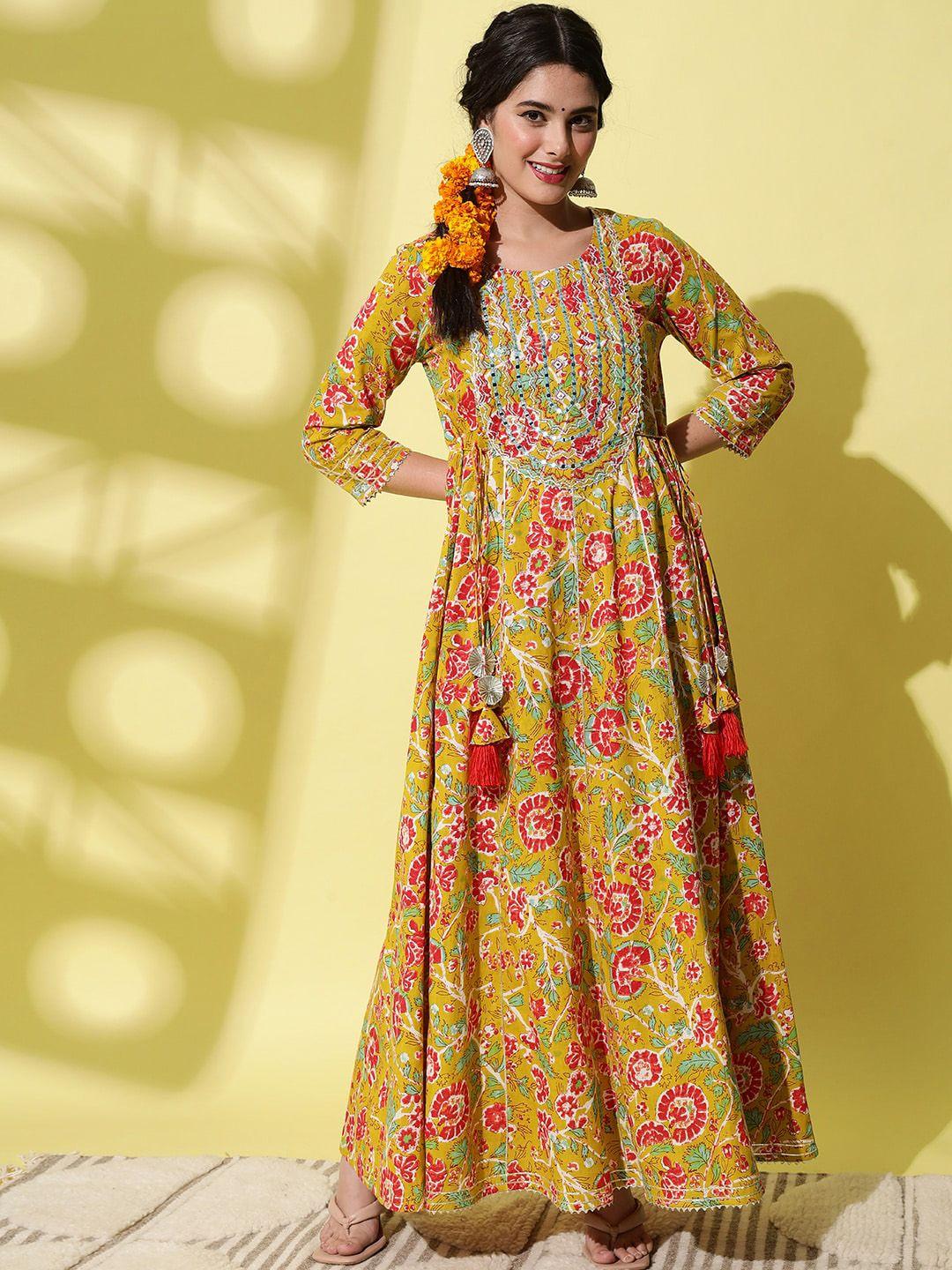 kalini ethnic motifs printed sequinned maxi ethnic dresses