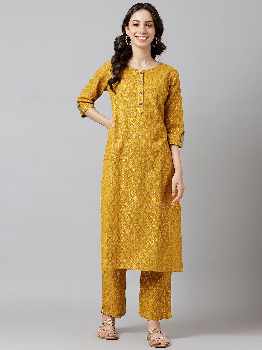 kalini ethnic motifs printed straight cotton kurta