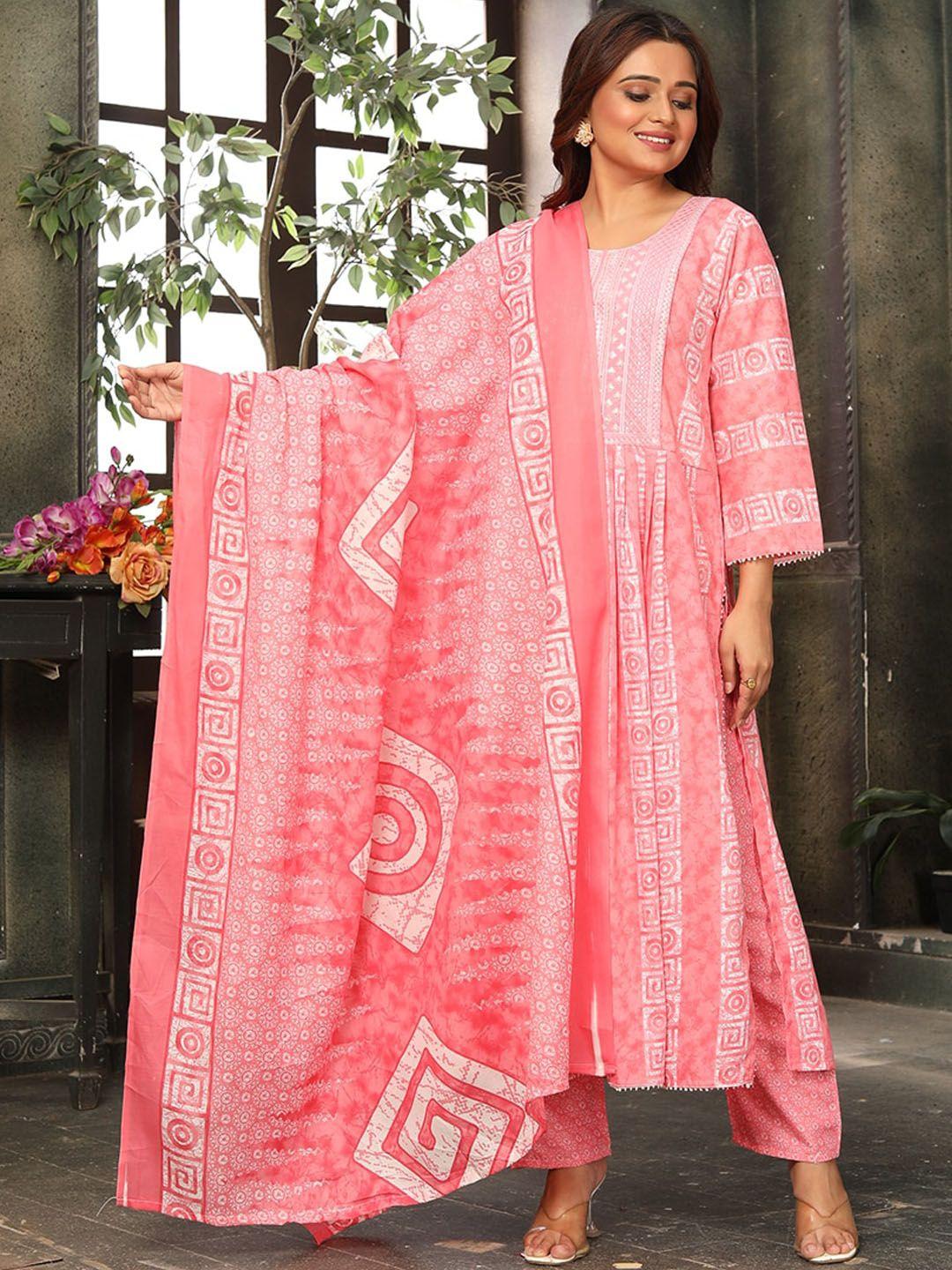 kalini ethnic motifs printed straight kurta & trousers with dupatta