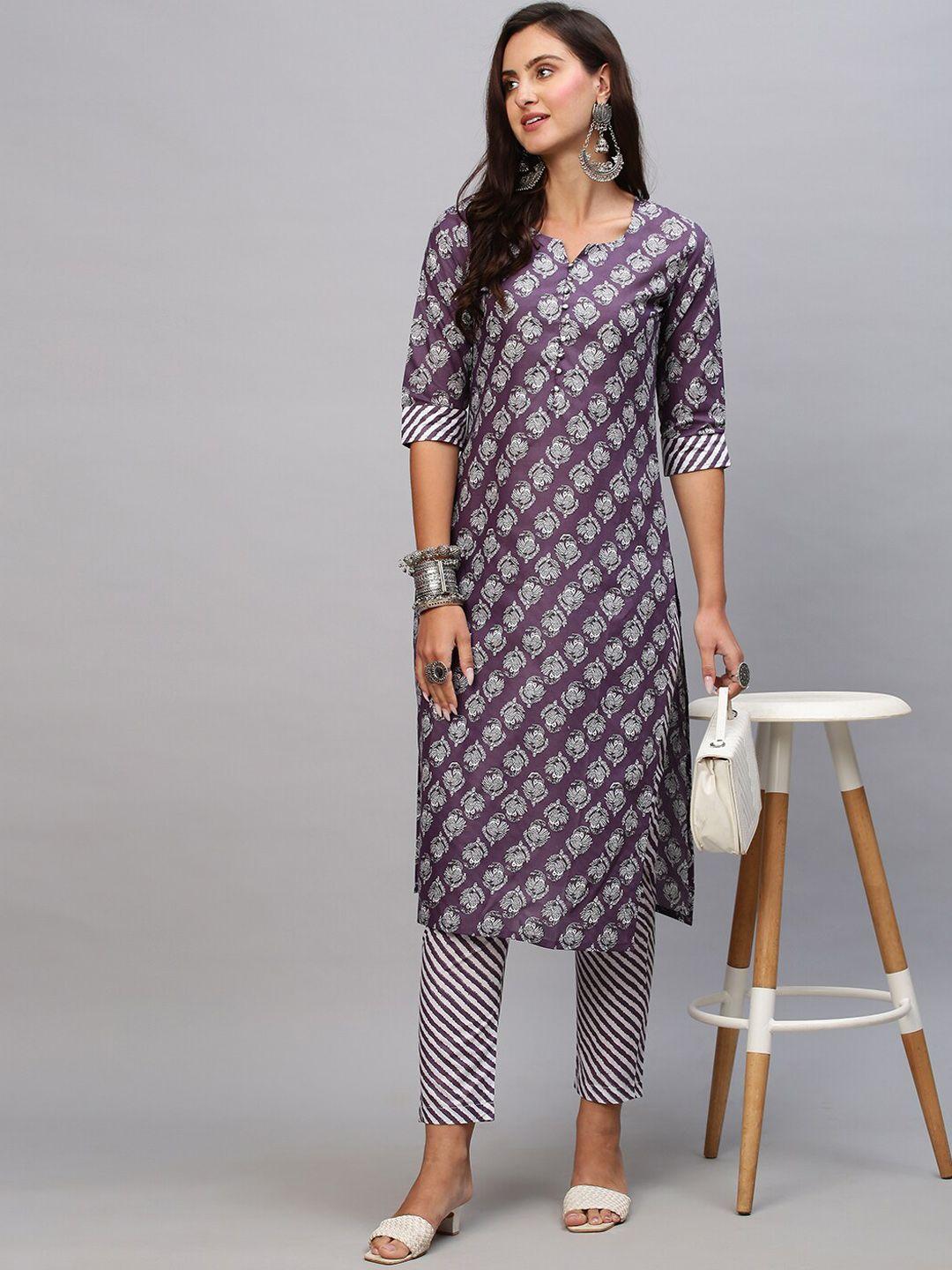 kalini ethnic motifs printed straight kurta with trousers