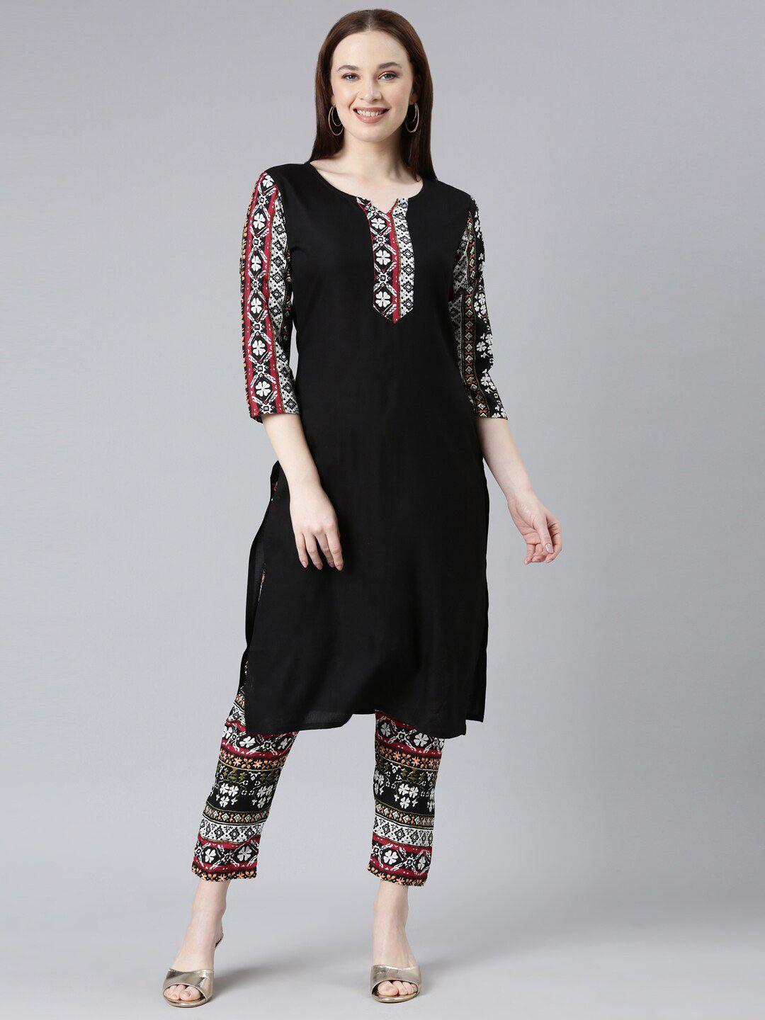 kalini ethnic motifs printed straight kurta with trousers