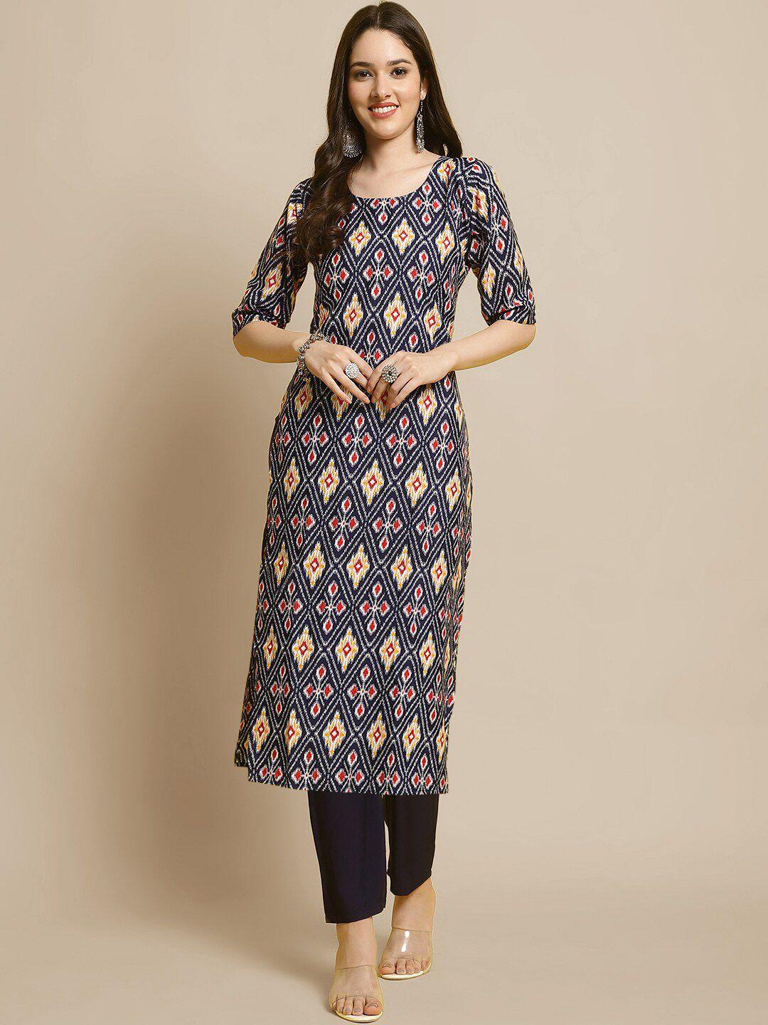 kalini ethnic motifs printed straight kurta with trousers