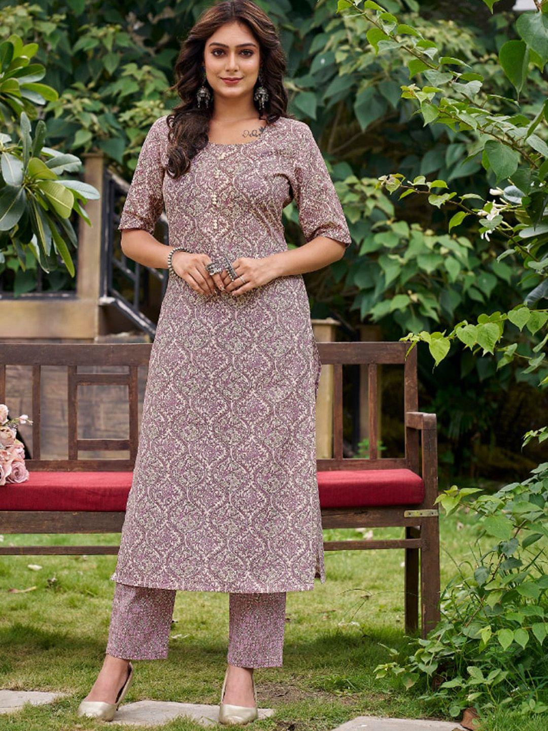 kalini ethnic motifs printed straight kurta with trousers