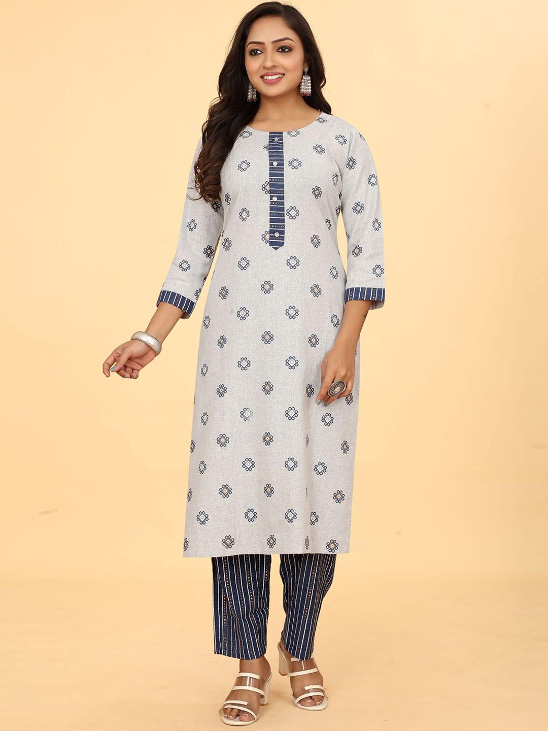 kalini ethnic motifs printed straight kurta with trousers