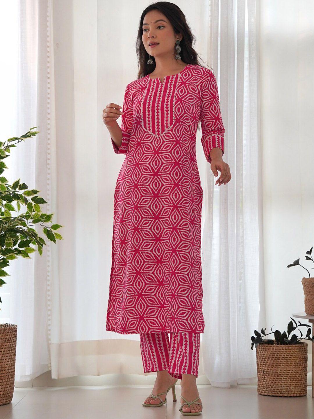 kalini ethnic motifs printed straight kurta with trousers