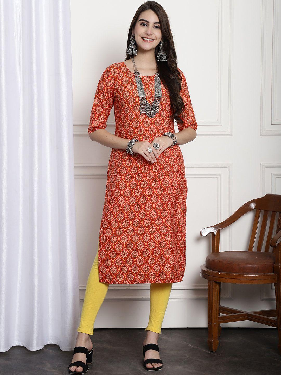 kalini ethnic motifs printed summer sheers crepe kurta