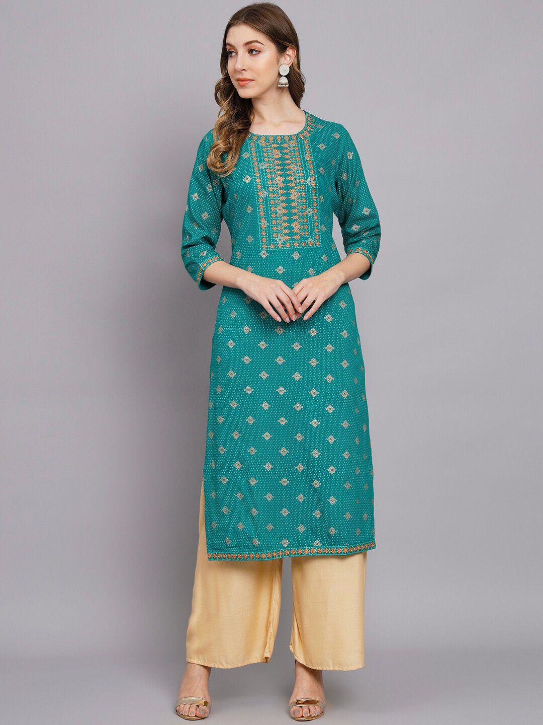 kalini ethnic motifs printed thread work kurta