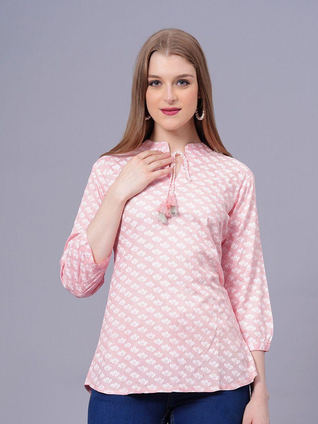 kalini ethnic motifs printed tie-up neck top