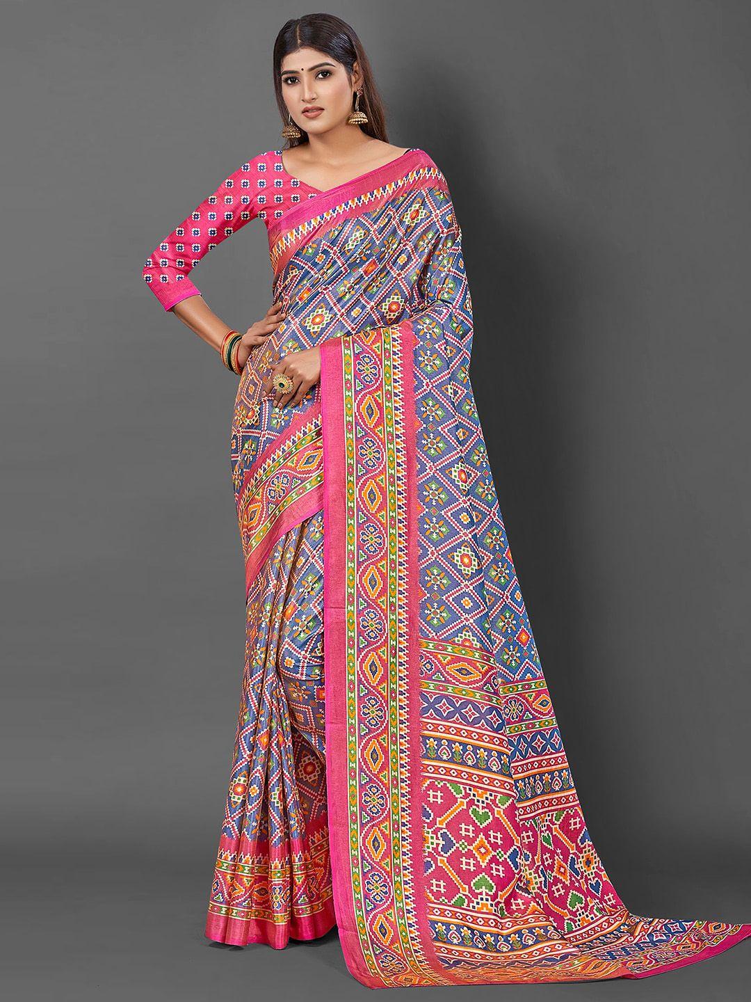 kalini ethnic motifs printed zari bagru saree