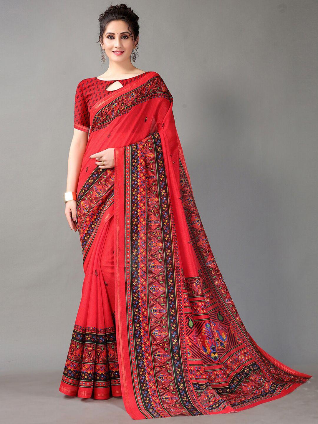 kalini ethnic motifs printed zari saree