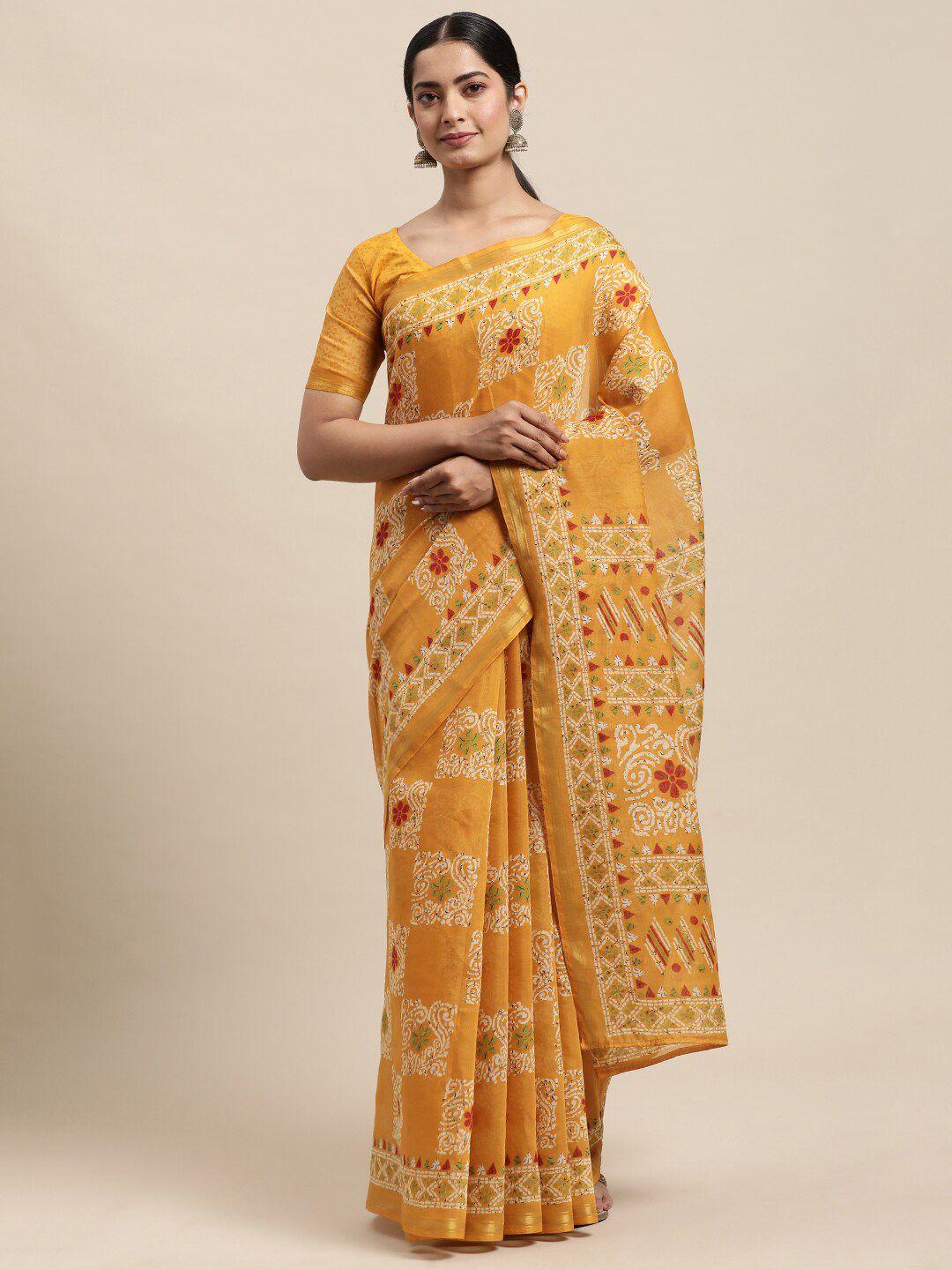 kalini ethnic motifs printed zari saree