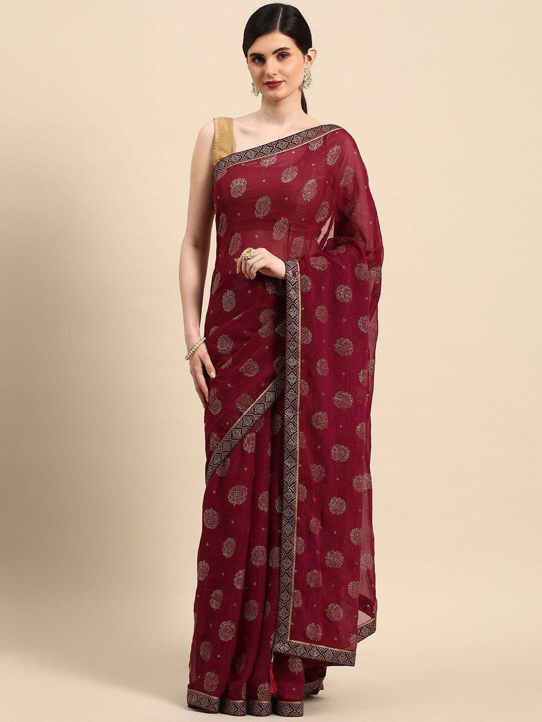 kalini ethnic motifs printed zari silk blend saree