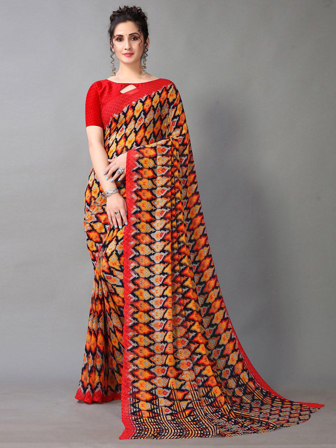 kalini ethnic motifs pure georgette block print saree