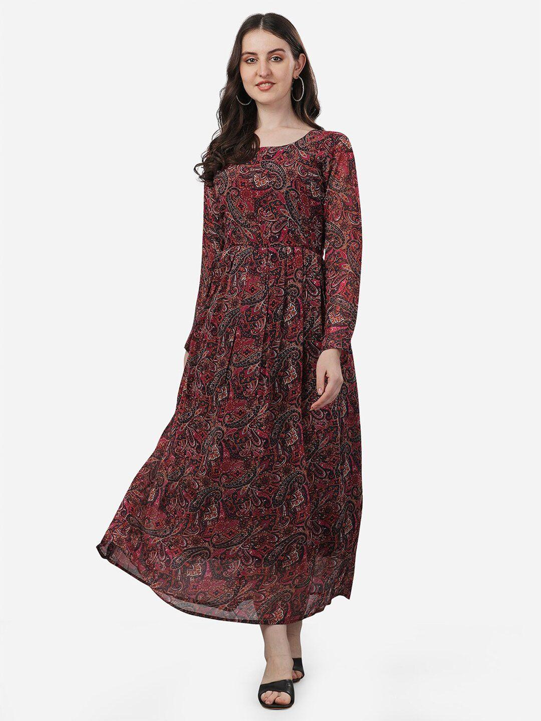 kalini ethnic motifs round neck fit and flare ethnic dress