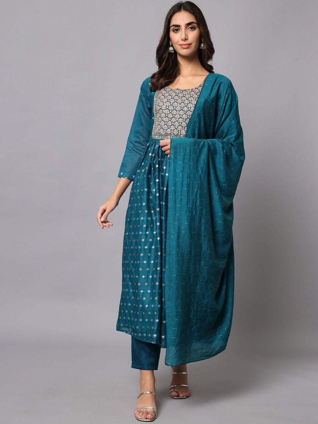 kalini ethnic motifs woven design gotta patti kurta with trousers & dupatta