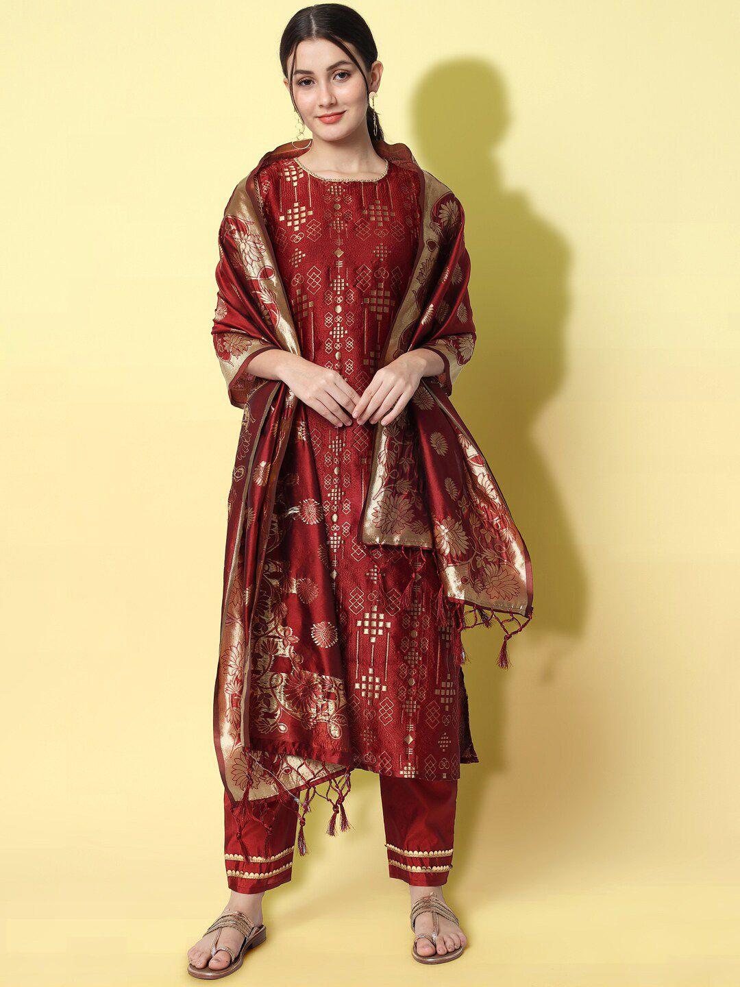 kalini ethnic motifs woven design kurta with trousers & dupatta