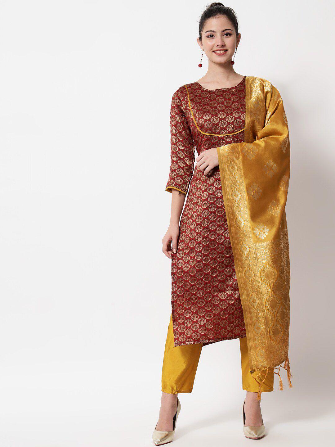 kalini ethnic motifs woven design kurta with trousers & dupatta