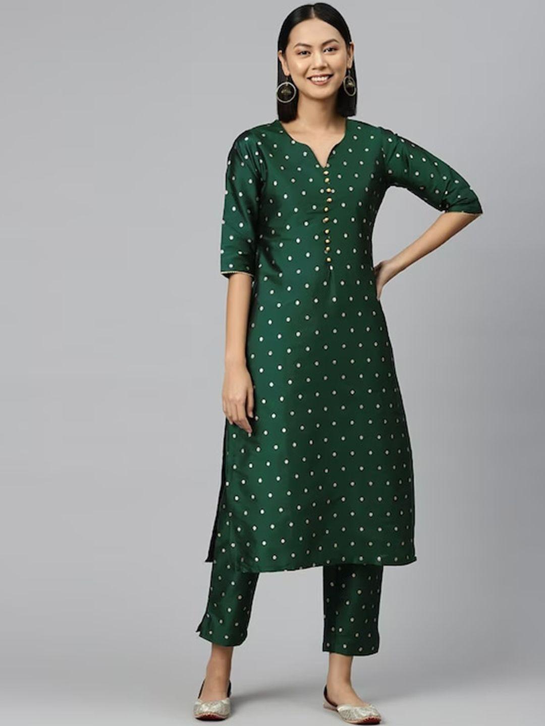 kalini ethnic motifs woven design regular straight kurta with trousers