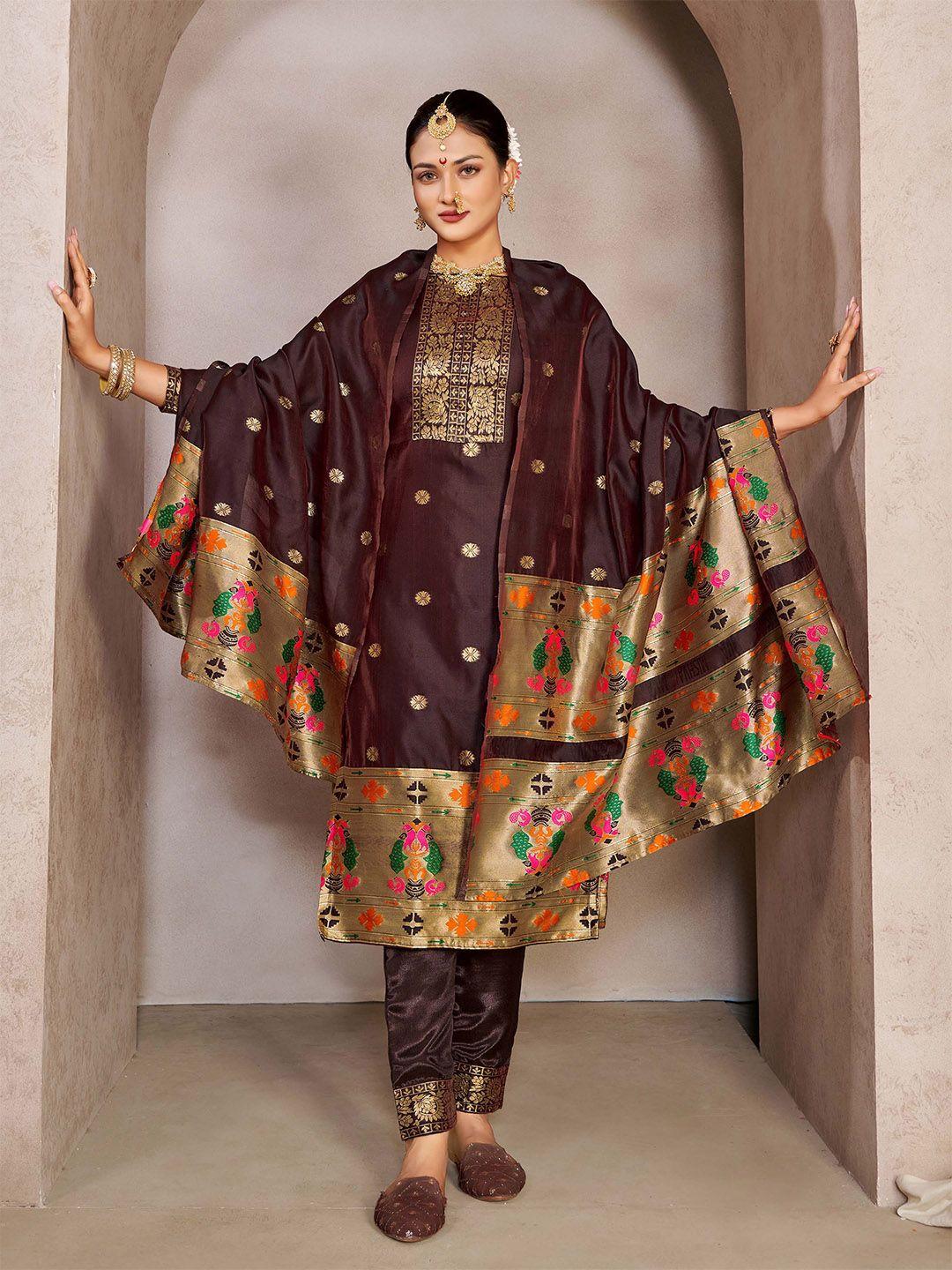 kalini ethnic motifs woven design tapela silk unstitched dress material