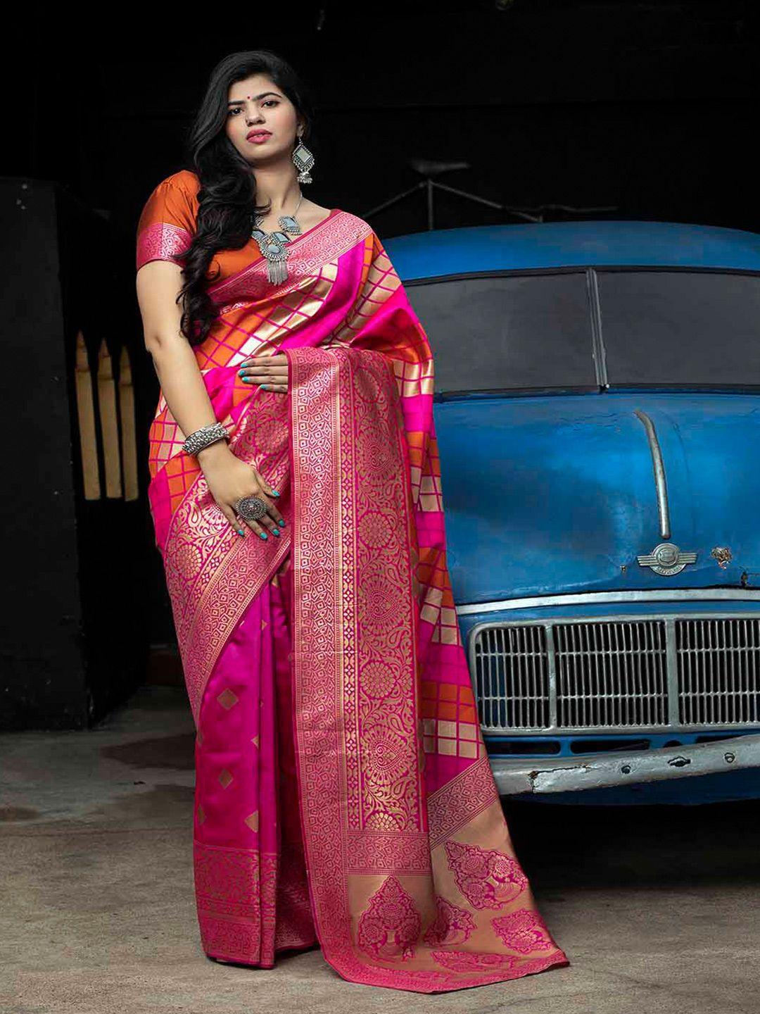 kalini ethnic motifs woven design zari art silk banarasi saree