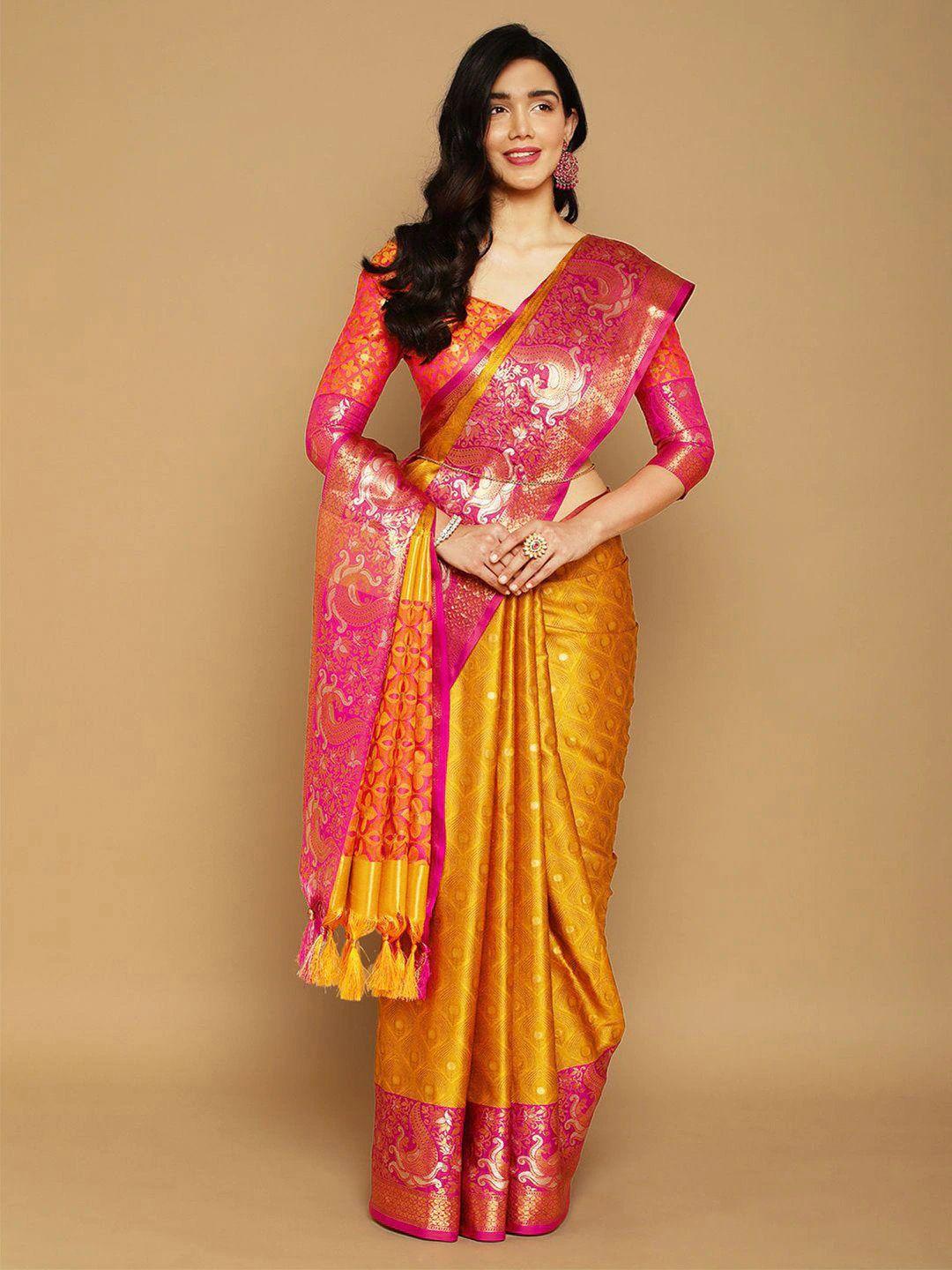 kalini ethnic motifs woven design zari silk cotton ikat saree