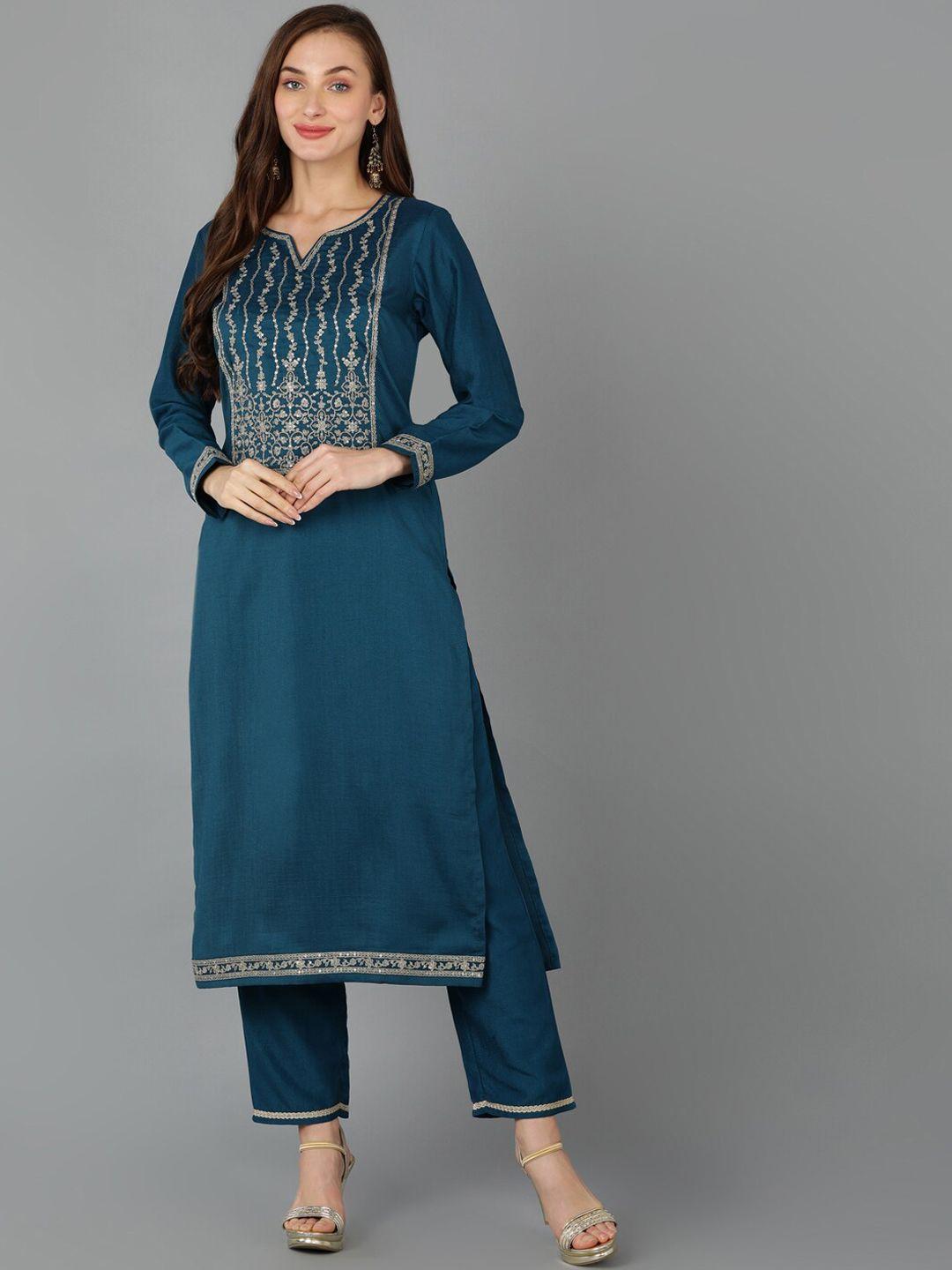 kalini ethnic motifs yoke design sequinned detailed straight kurta