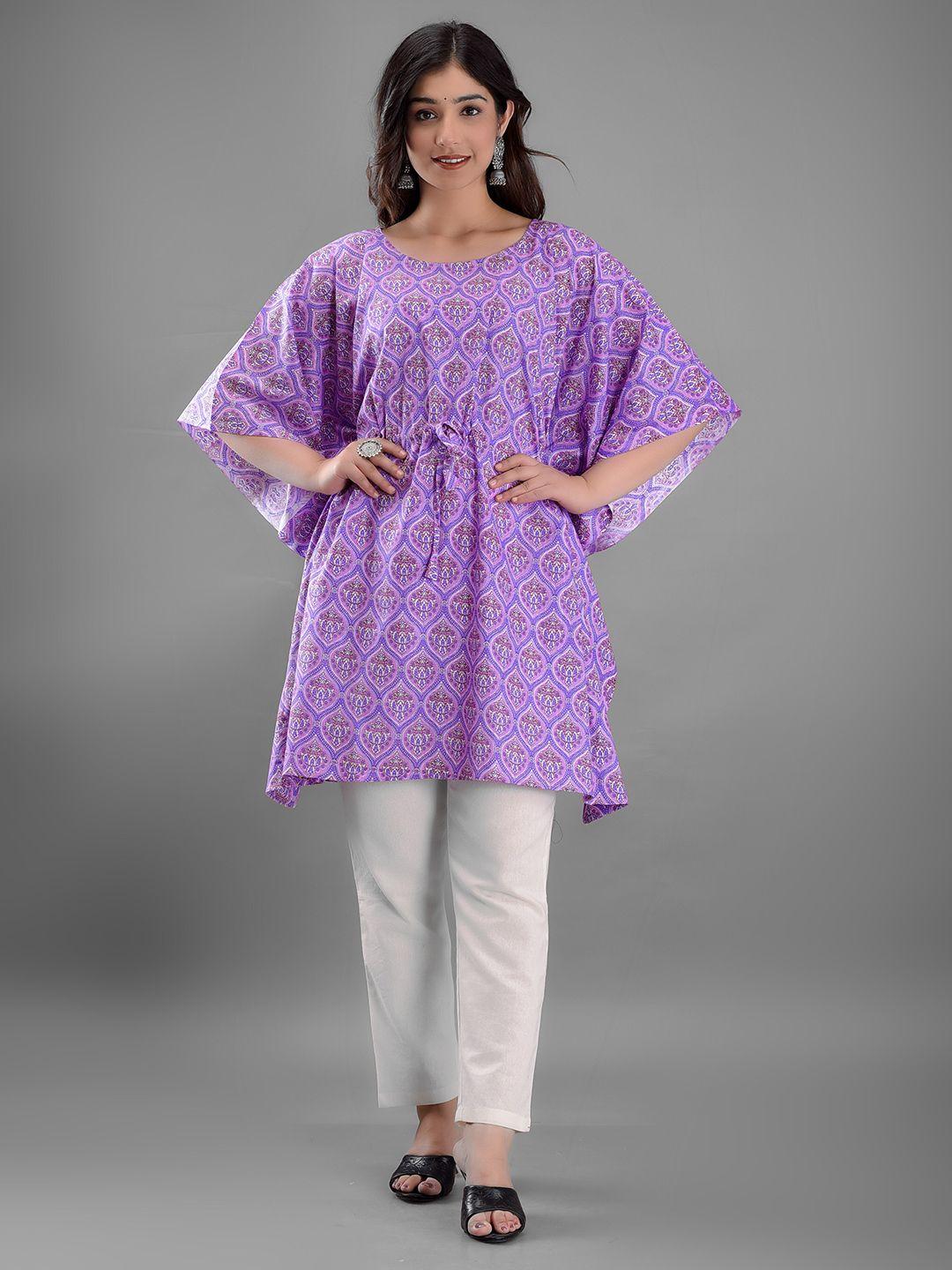 kalini ethnic printed flared sleeves cotton kaftan dress