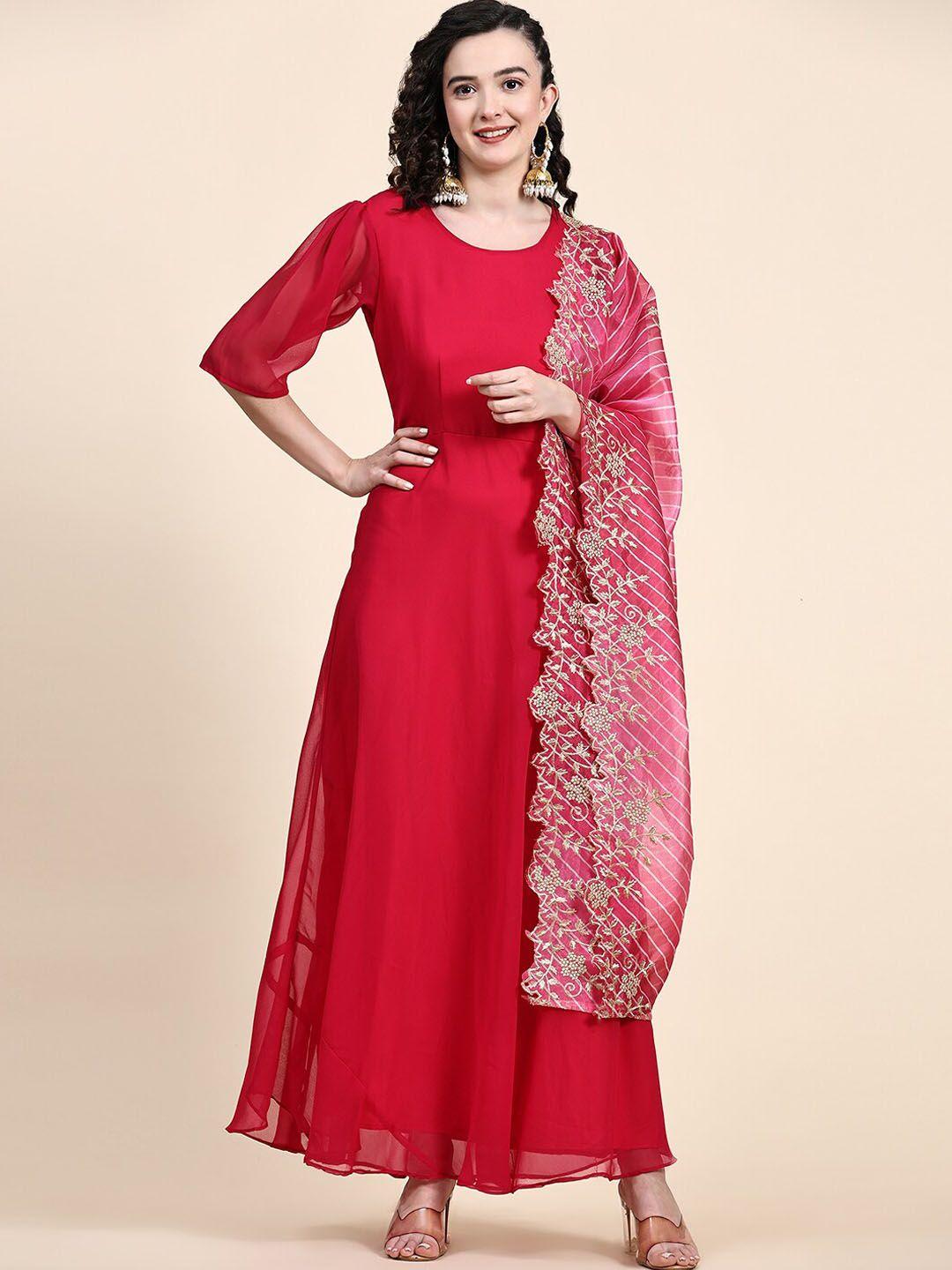 kalini flared ethnic dresses with embellished dupatta