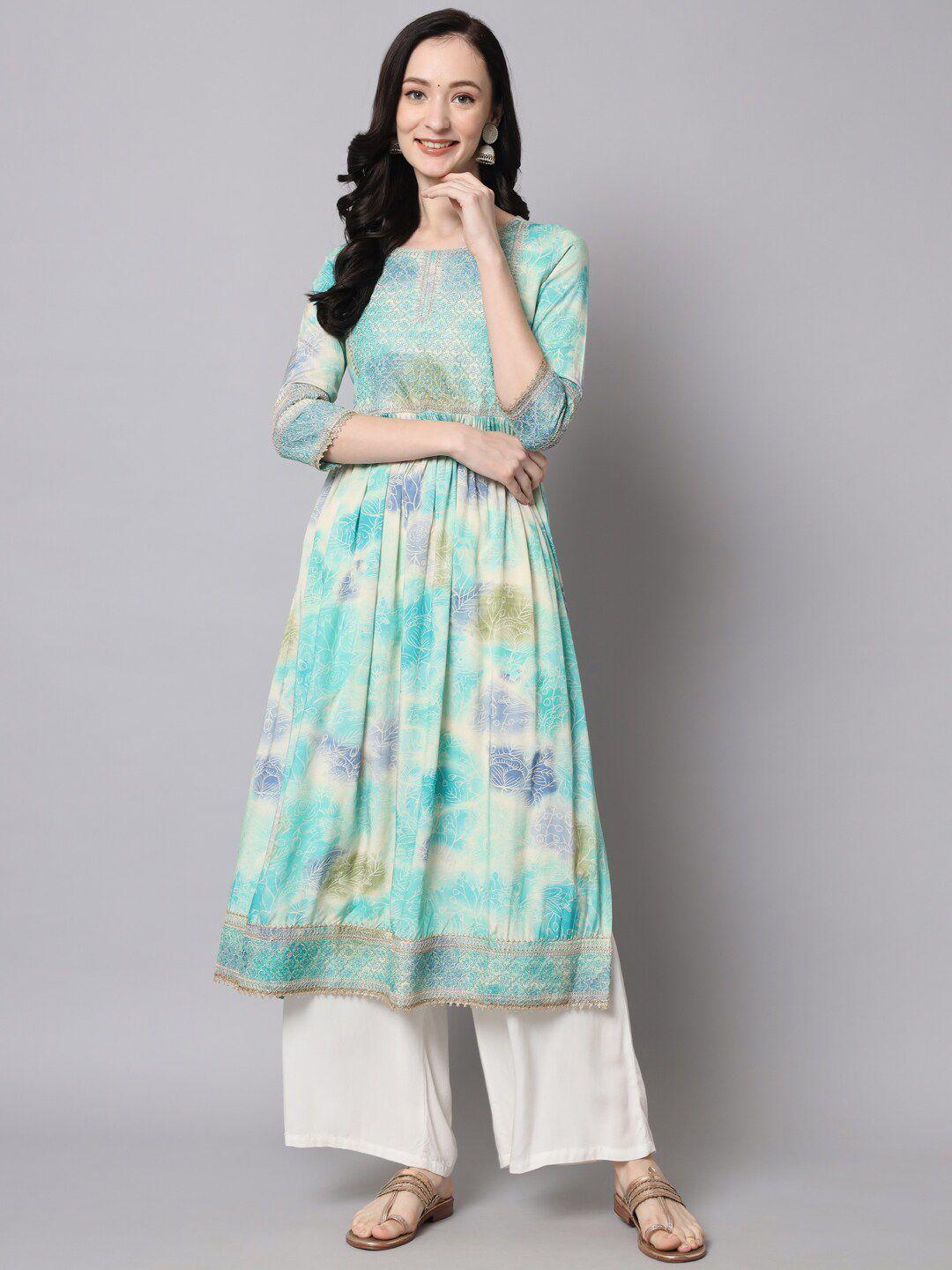 kalini floral dyed thread work sequinned kurta