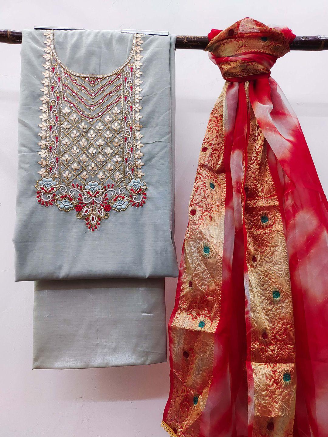 kalini floral embellished unstitched dress material