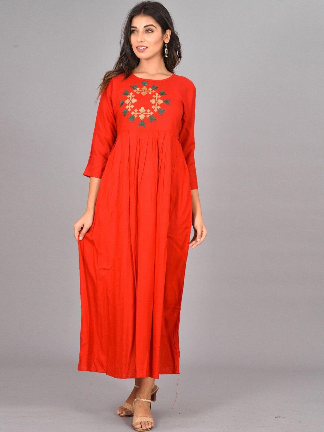 kalini floral embroidered a-line ethnic dress