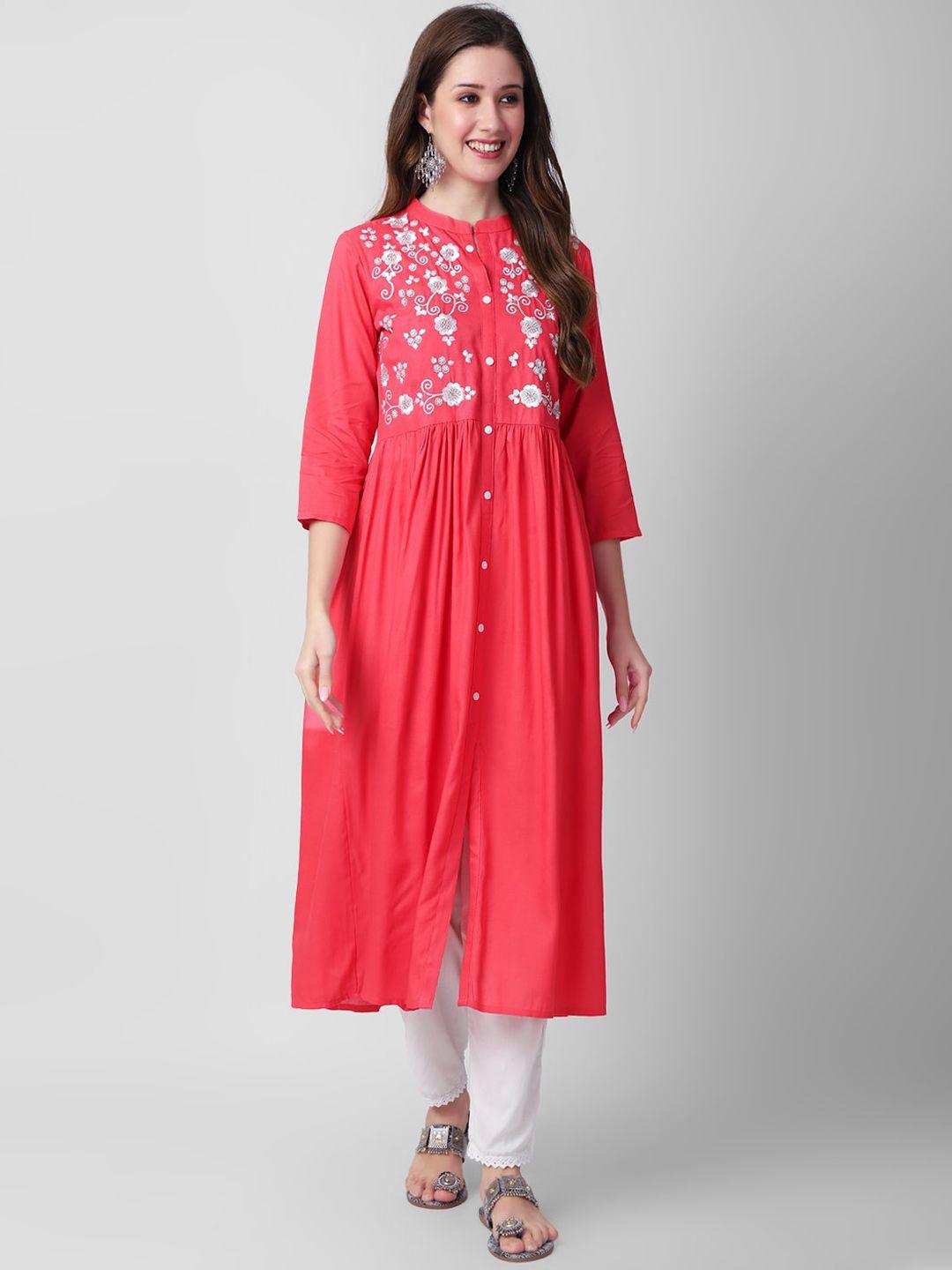 kalini floral embroidered a-line kurta with trousers & dupatta