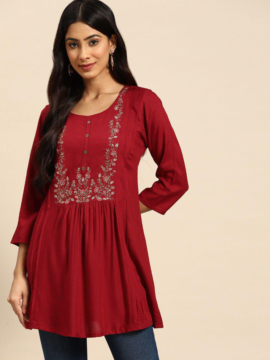 kalini floral embroidered gathered tunics