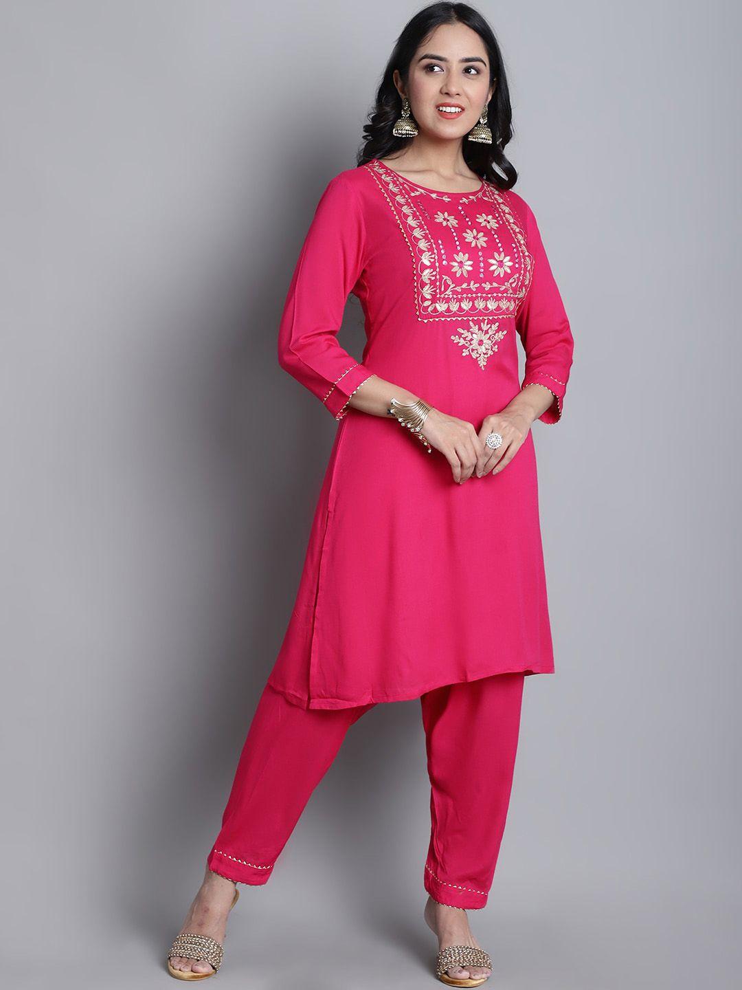 kalini floral embroidered gotta patti kurta with salwar