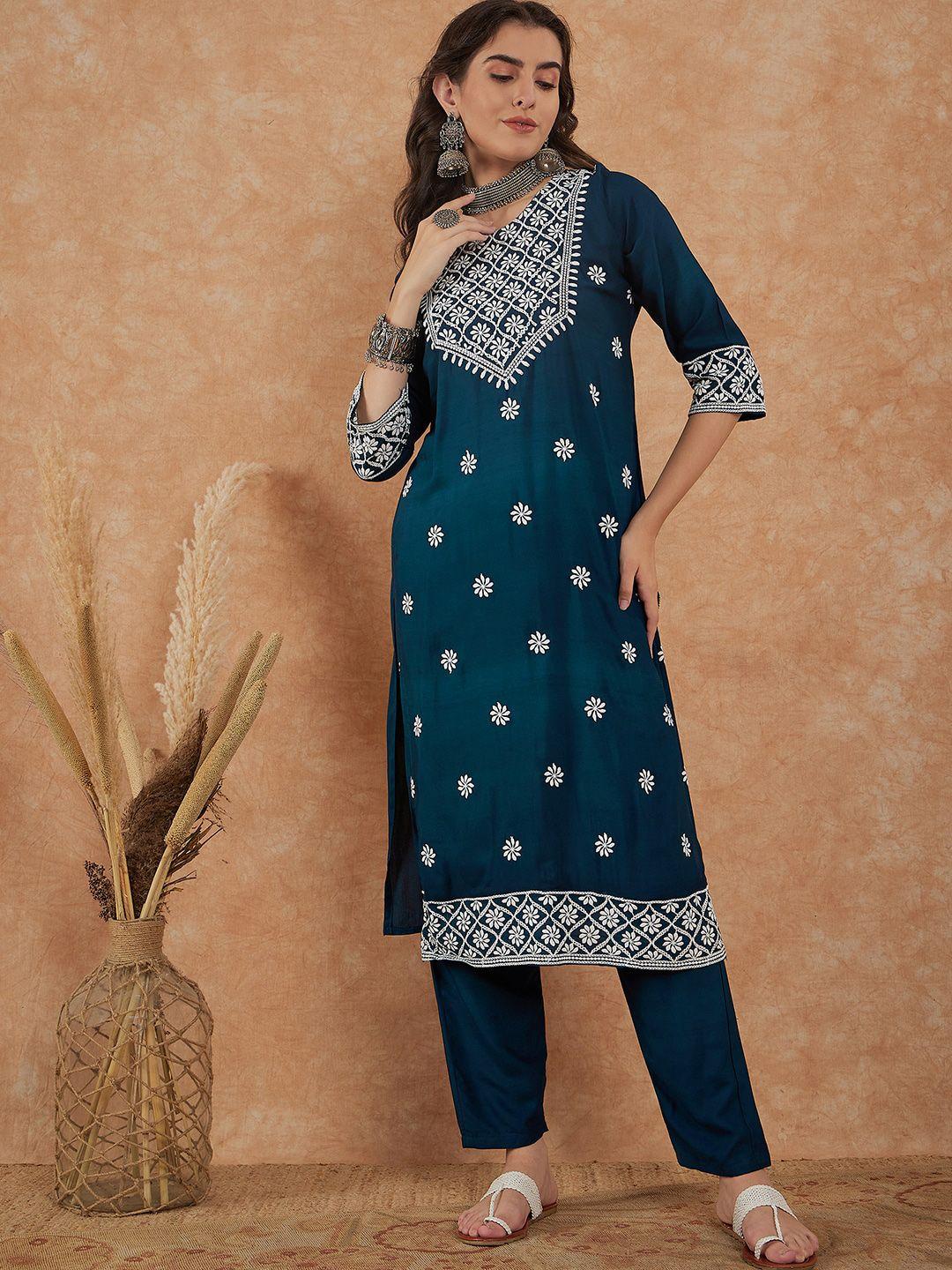 kalini floral embroidered kurta with trouser