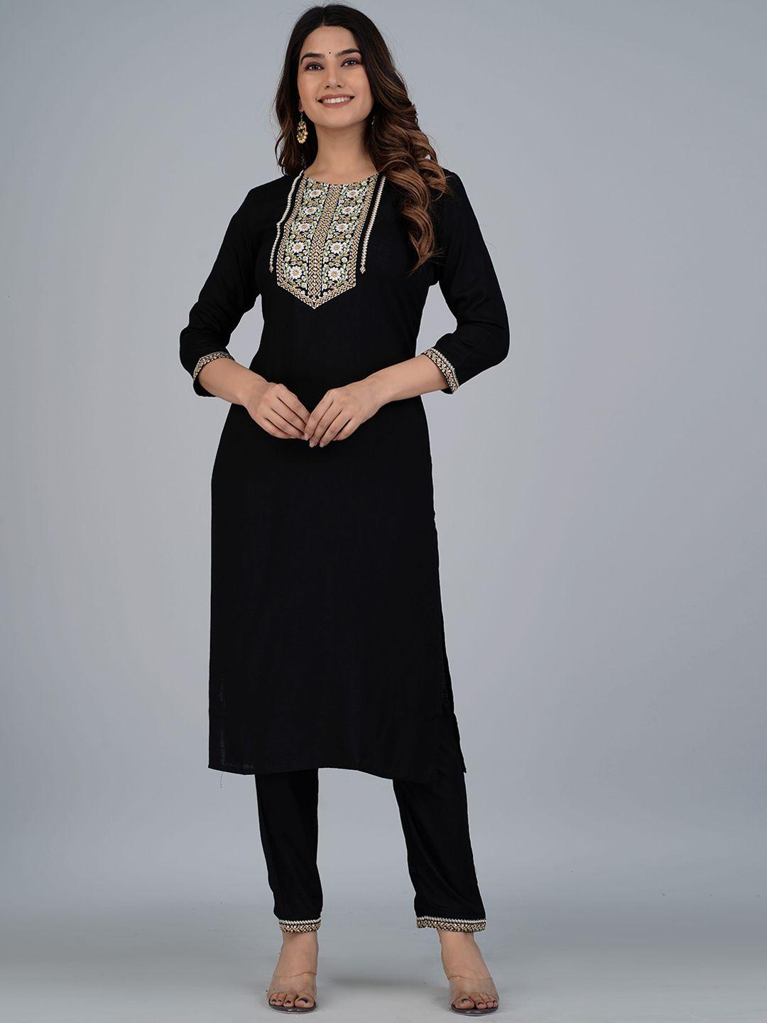 kalini floral embroidered kurta with trousers