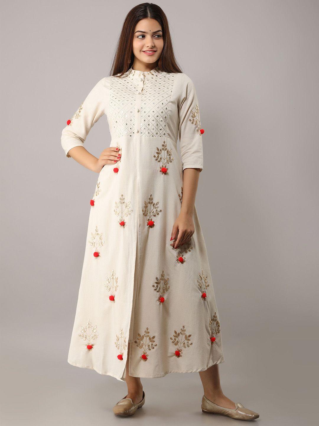 kalini floral embroidered mirror work kurta