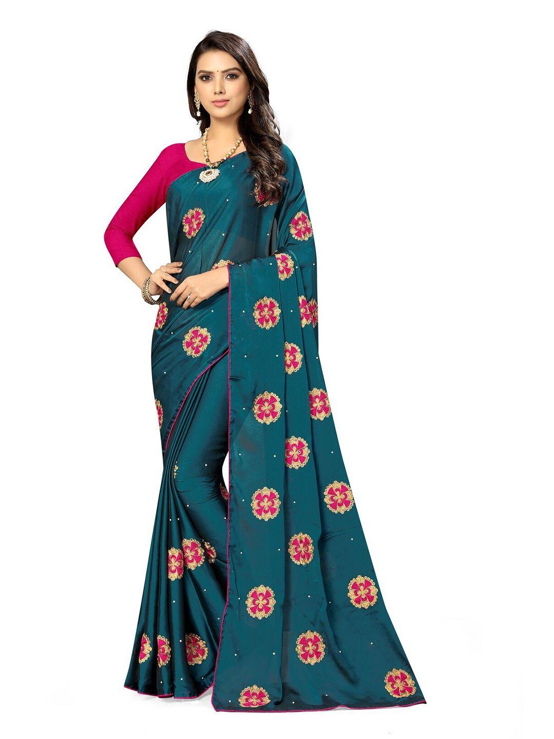 kalini floral embroidered pure silk saree