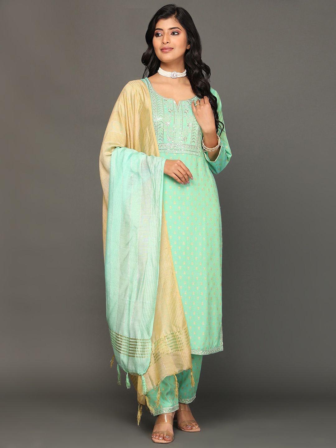 kalini floral embroidered regular kurta with trousers & dupatta