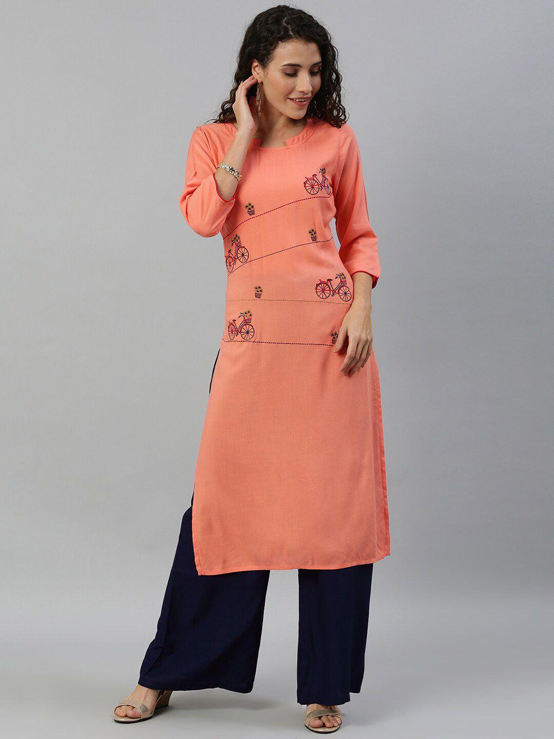 kalini floral embroidered round neck regular kurta