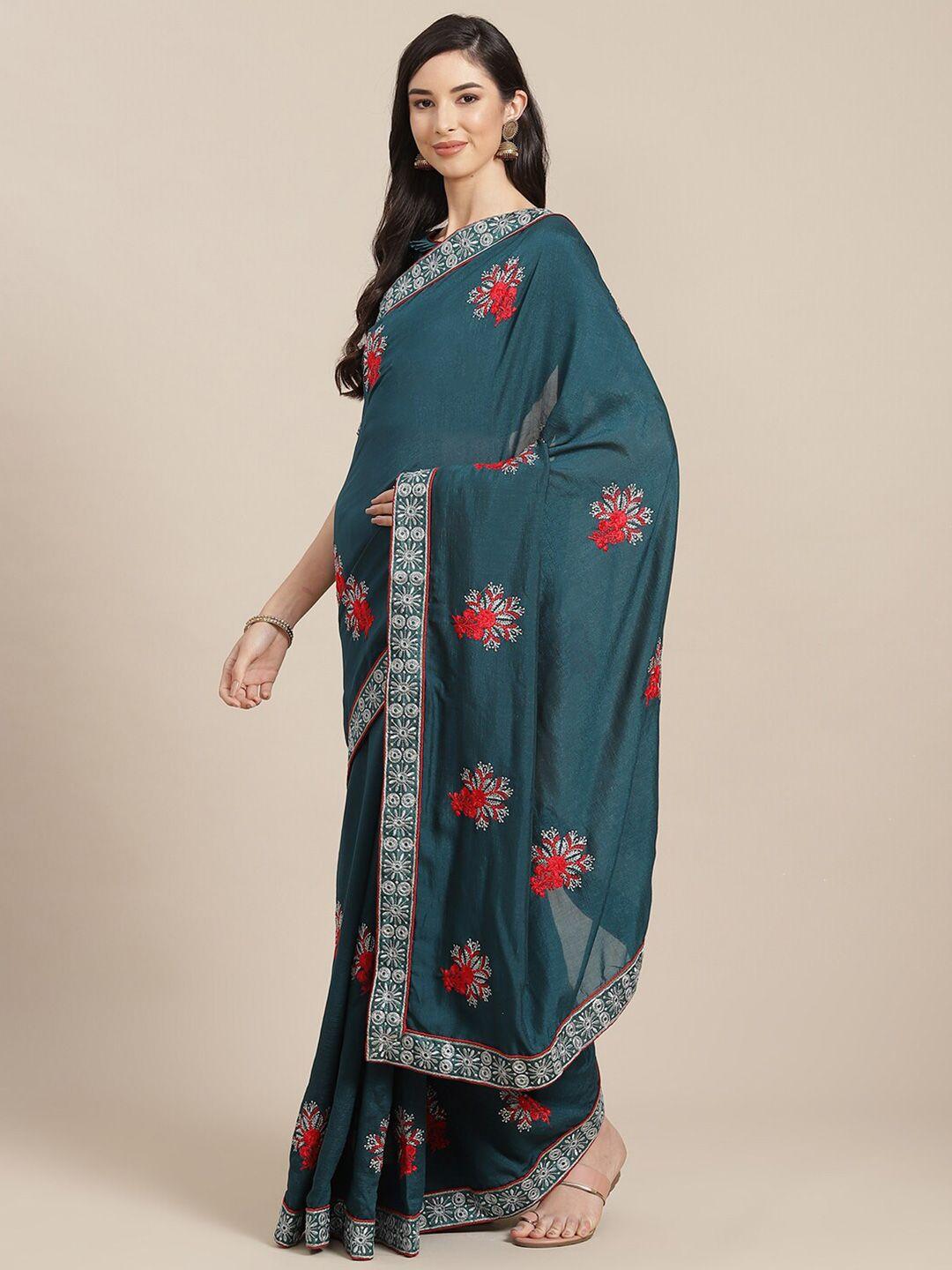 kalini floral embroidered saree