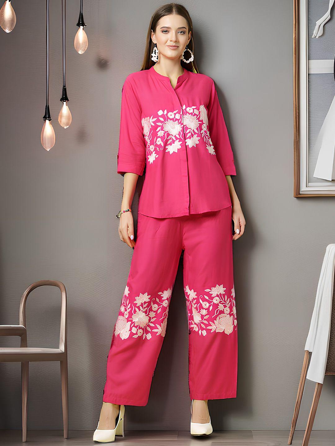 kalini floral embroidered shirt with trousers